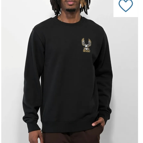 New Brixton Eagle Logo Fleece Pullover - Picture 2 of 8